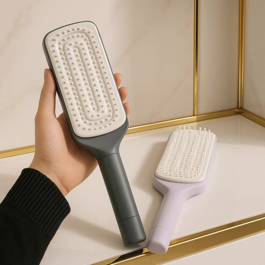 Blooméa™ HairLift – Self-Cleaning Rotating & Anti-Static Detangling Comb